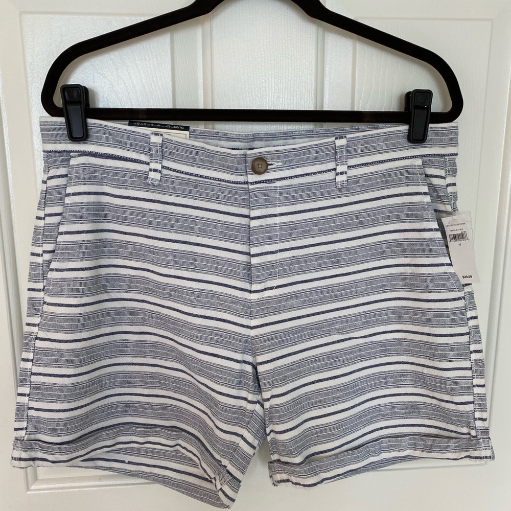 Gap Girlfriend Khaki Shorts Blue & White Stripped